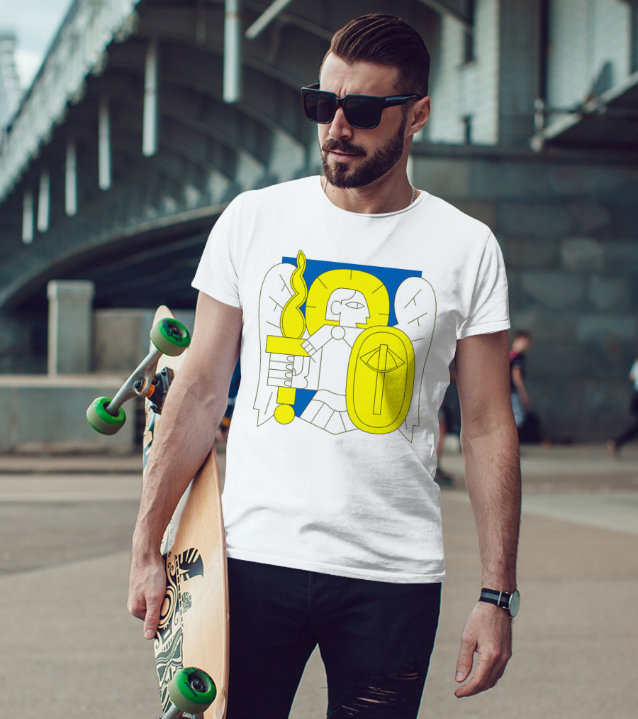Saintjavelin Merch Kyiv Archangel Torch Shield Emblem T-Shirt