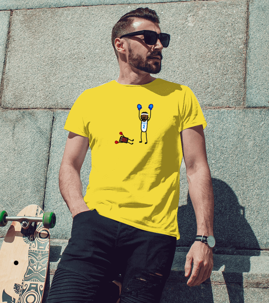 Nba Paint Sga Beat The Buzzer Stick Figures Boxing Yellow T-Shirt
