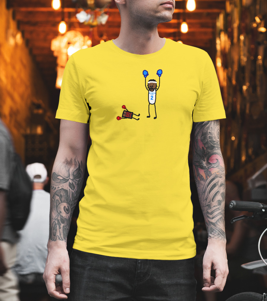 Nba Paint Sga Beat The Buzzer Stick Figures Boxing Yellow T-Shirt