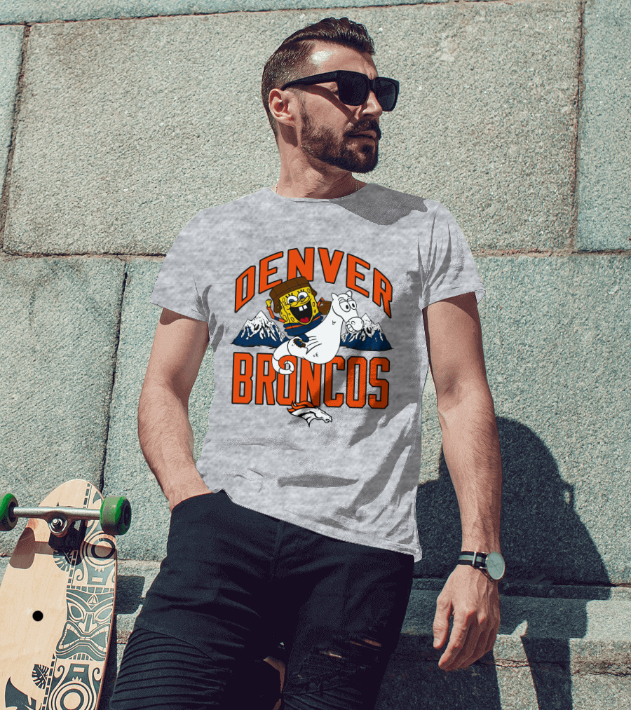 Denver Broncos Homage X Spongebob Men's Fanatics Gray Pro Shop T-Shirt