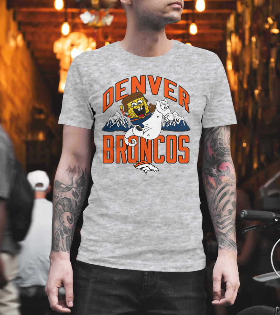Denver Broncos Homage X Spongebob Men's Fanatics Gray Pro Shop T-Shirt