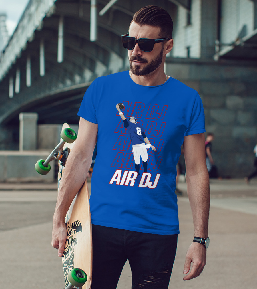 Justin Penik Jomboymedia Air DJ Football Player Number Eight Blue T-Shirt