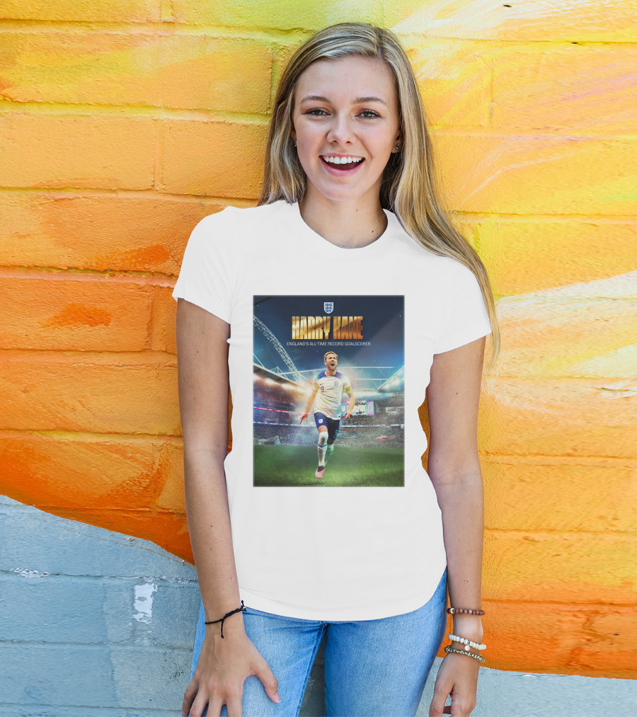Harry Kane England's All-Time Record Goalscorer Wembley Stadium Celebration Footballer T-Shirt