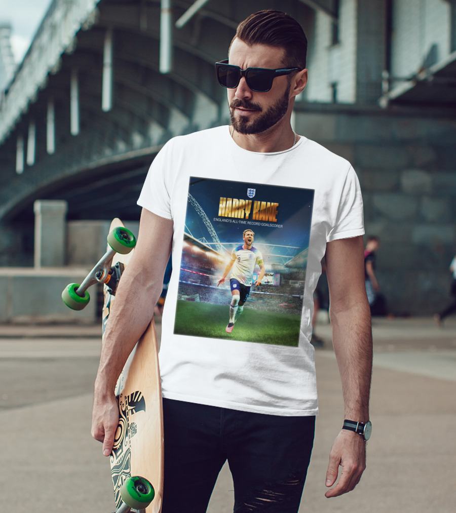 Harry Kane England's All-Time Record Goalscorer Wembley Stadium Celebration Footballer T-Shirt