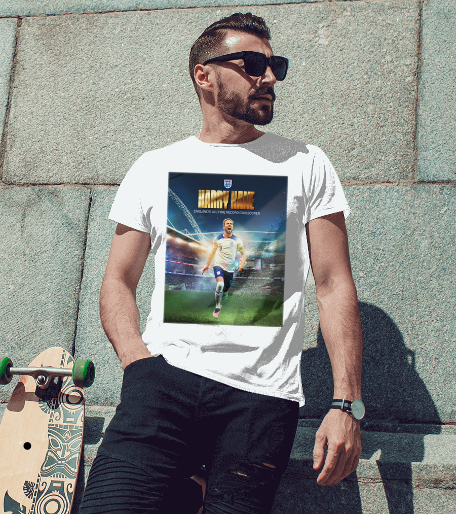 Harry Kane England's All-Time Record Goalscorer Wembley Stadium Celebration Footballer T-Shirt