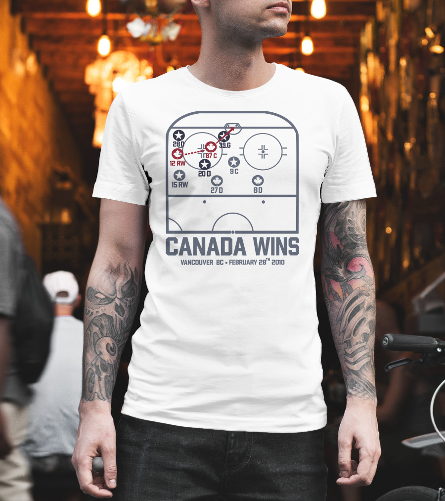 Canada Wins Vancouver BC February 28Th 2010 Hockey Rink Strategy Map T-Shirt