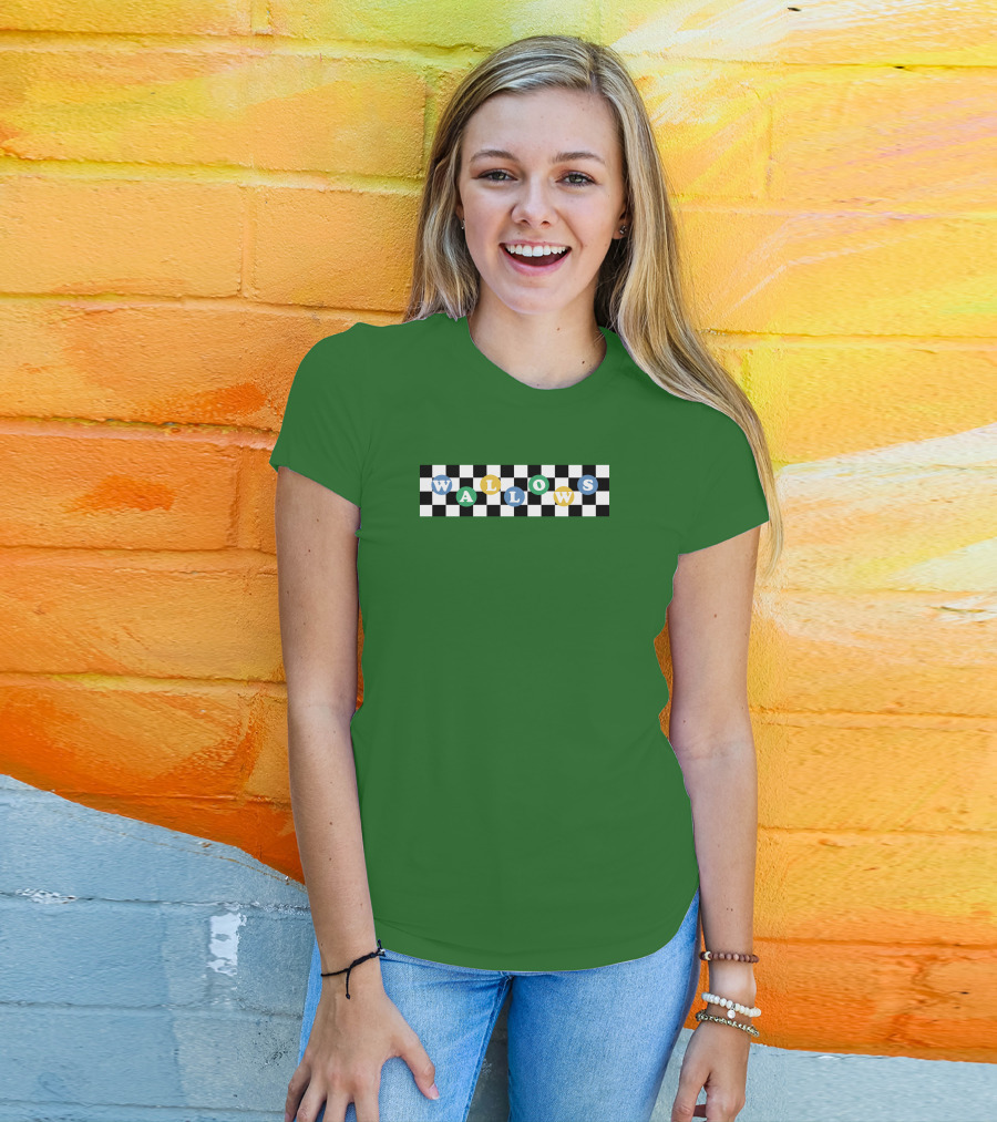 Wallows Checkered Pattern Green Background T-Shirt