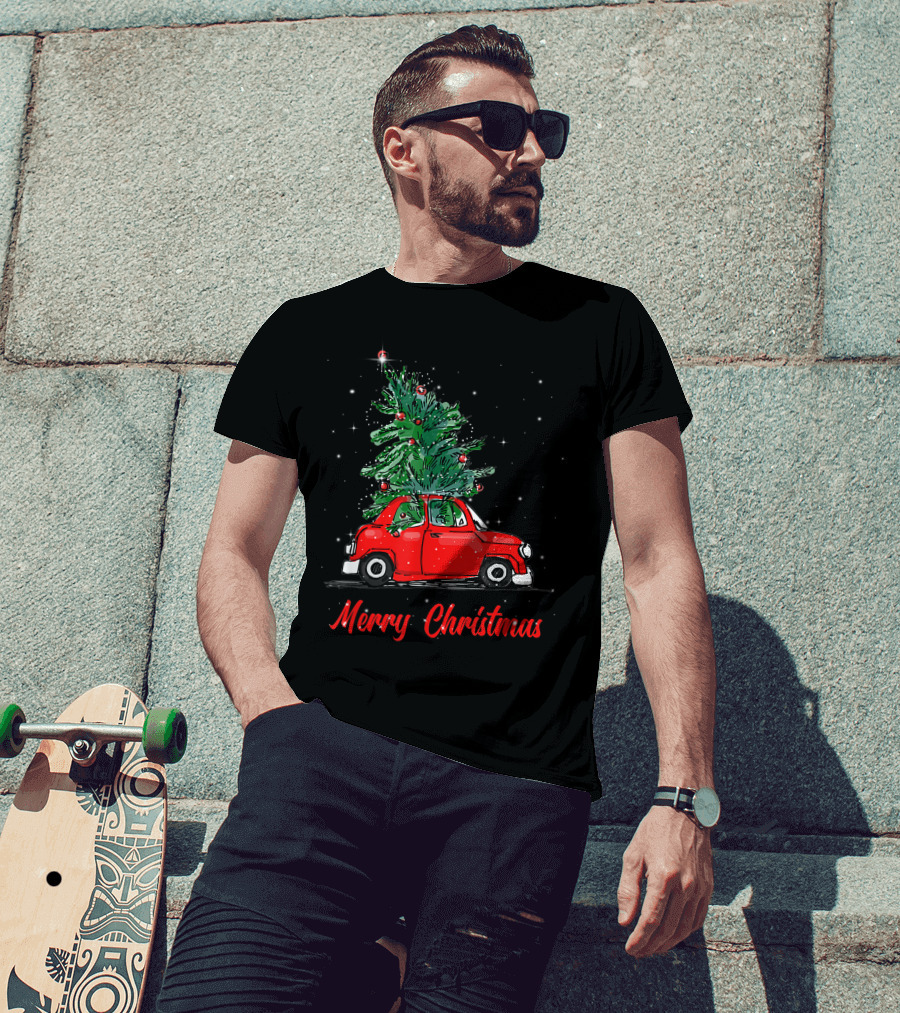 Merry Christmas Red Truck With Christmas Tree Pajama Gifts T-Shirt
