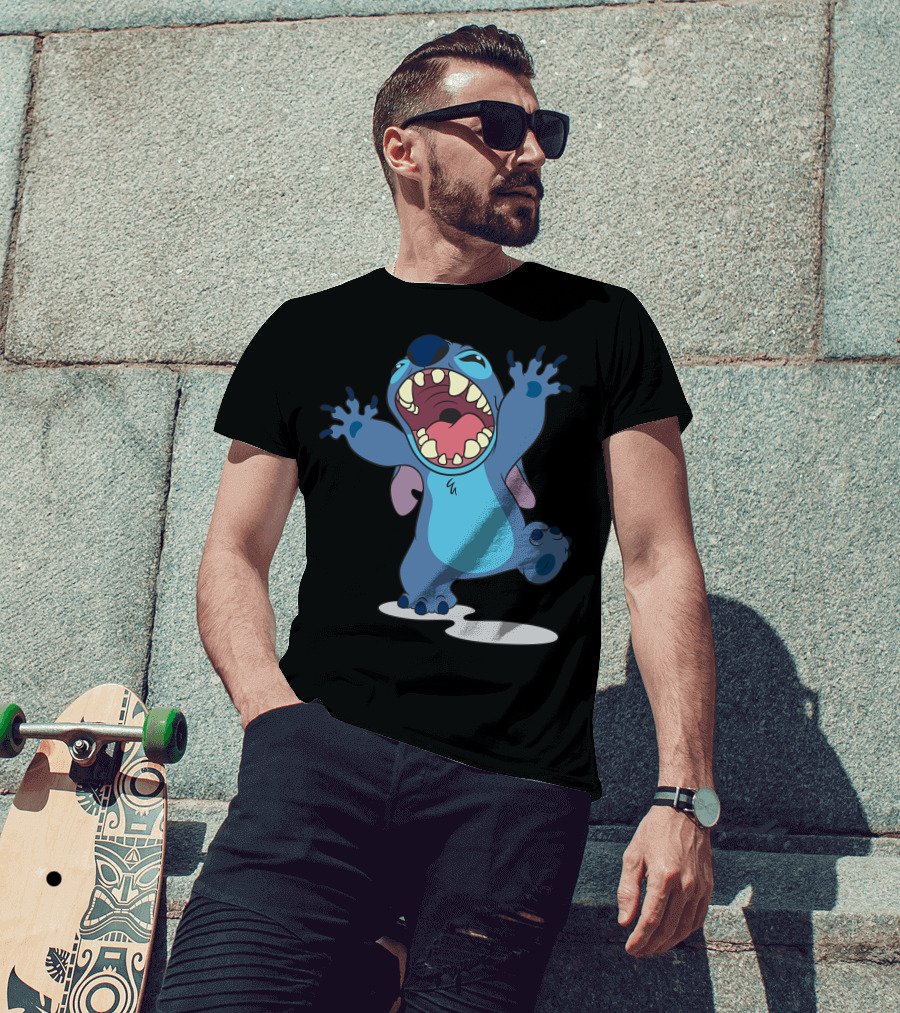 Disney Lilo And Stitch Energetic Roar Character Image T-Shirt