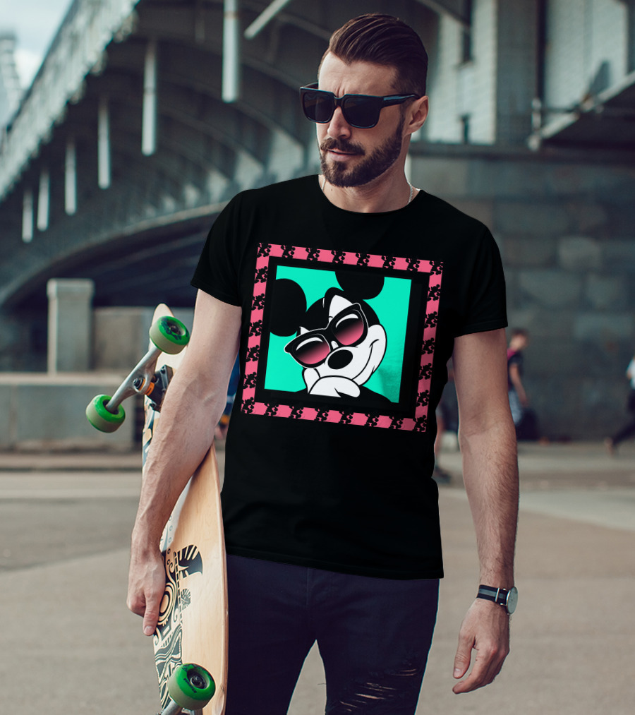 Mickey Mouse Cool Shades Neon Border T-Shirt