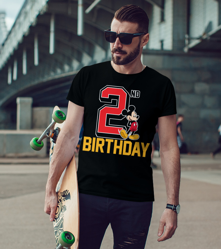 Mickey Mouse 2nd Birthday Celebration With Disney Themes T-Shirt
