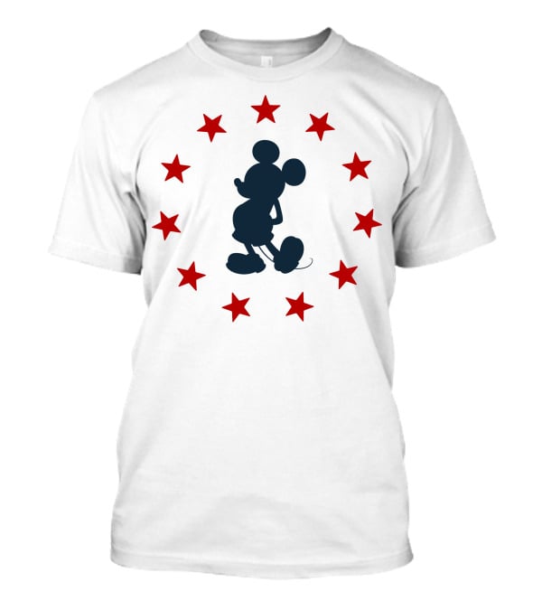 Disney Mickey Mouse Silhouette With Patriotic Red Stars T-Shirt