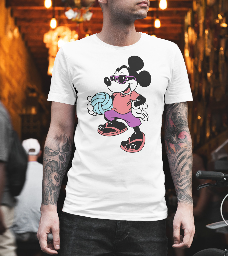 Disney Mickey Mouse Sunglasses Volleyball Playa Vibes T-Shirt