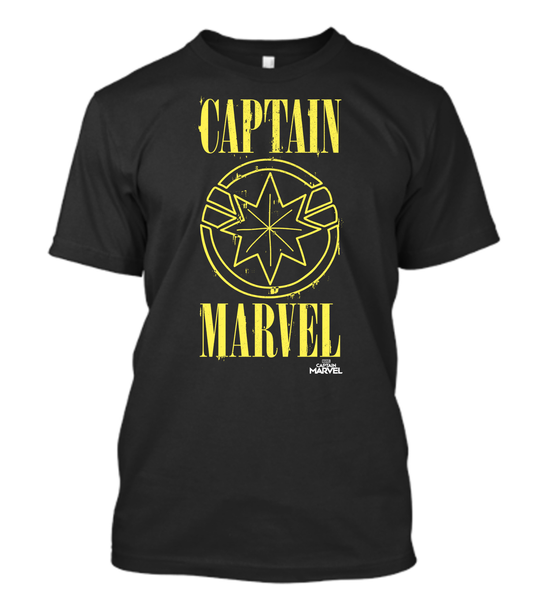 CAPTAIN MARVEL Yellow Star Emblem With Paint Drip Effect T-Shirt