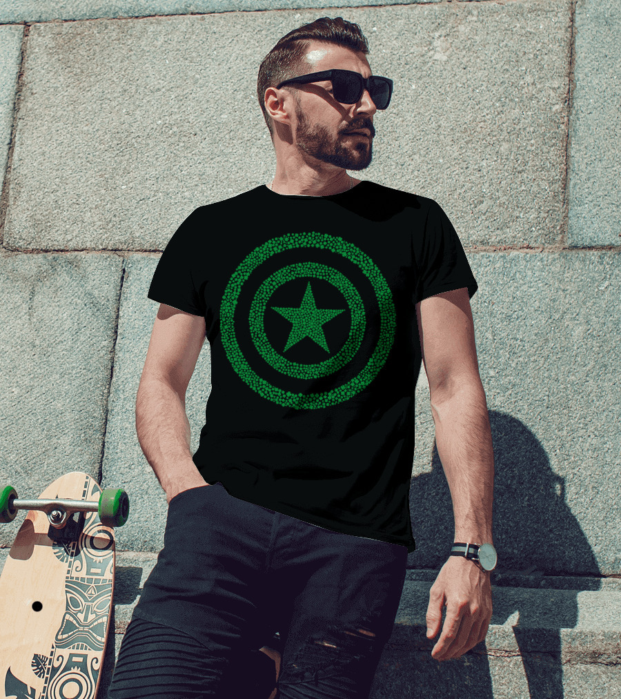 Marvel Captain America Green Shamrock Star Emblem T-Shirt