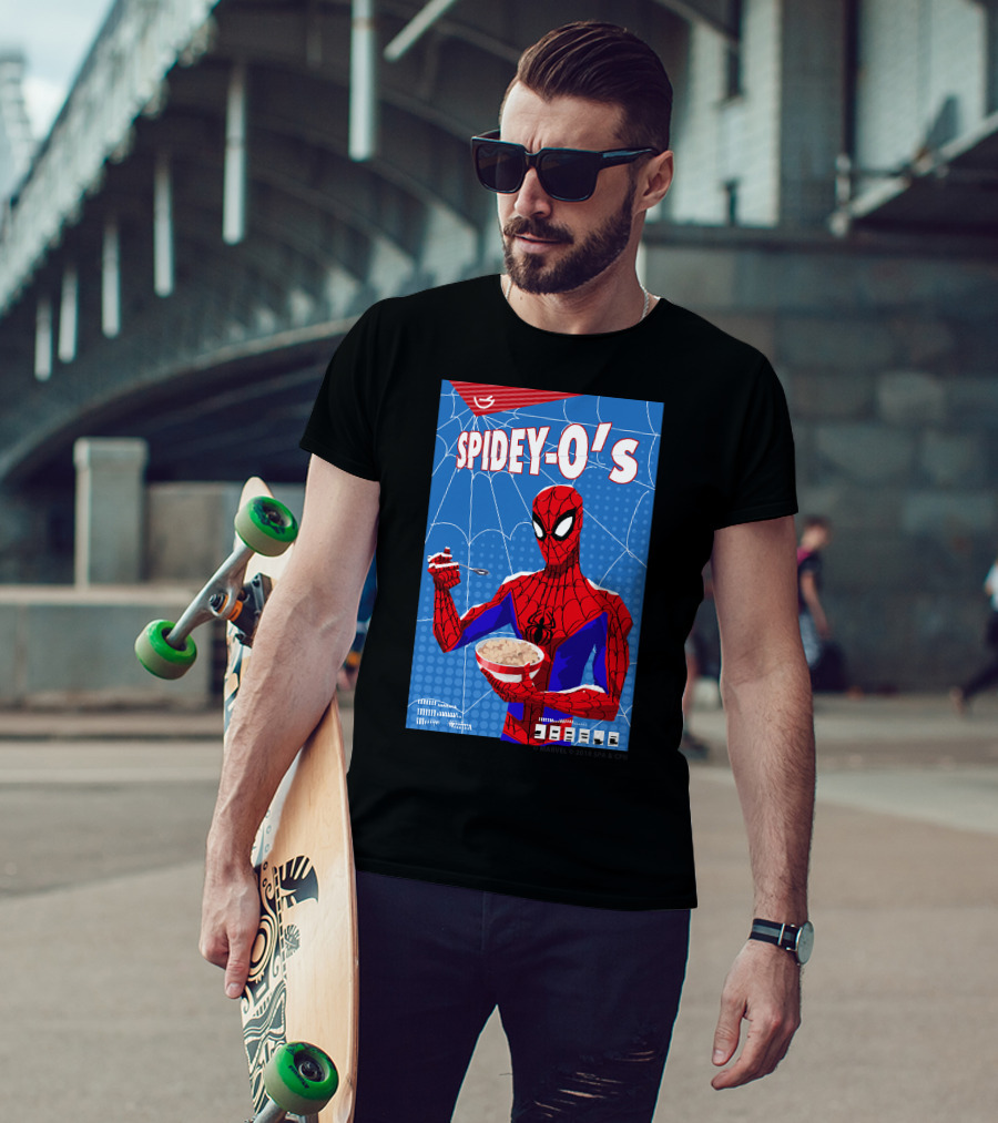 Marvel Spider-Man Spiderverse Spidey-Os Cereal Box Breakfast Comics T-Shirt