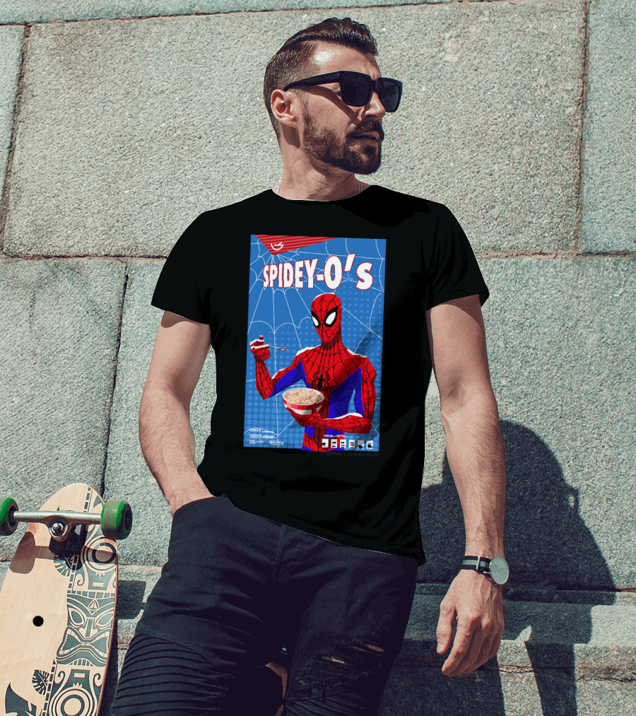 Marvel Spider-Man Spiderverse Spidey-Os Cereal Box Breakfast Comics T-Shirt