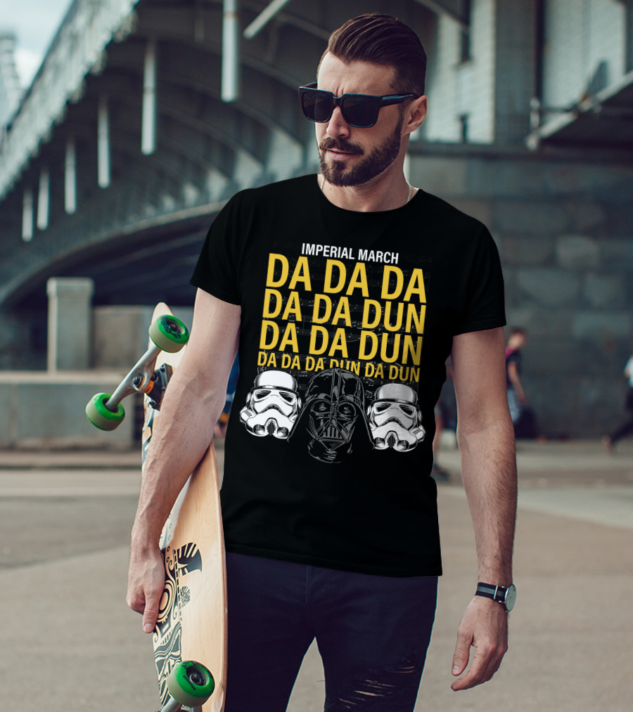Star Wars Darth Vader Imperial March Da Da Da Stormtrooper Helmets T-Shirt