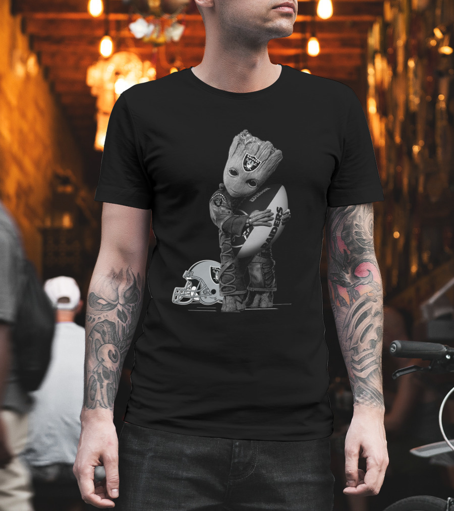 Groot Raiders Football Crossover Helmet And Ball T-Shirt