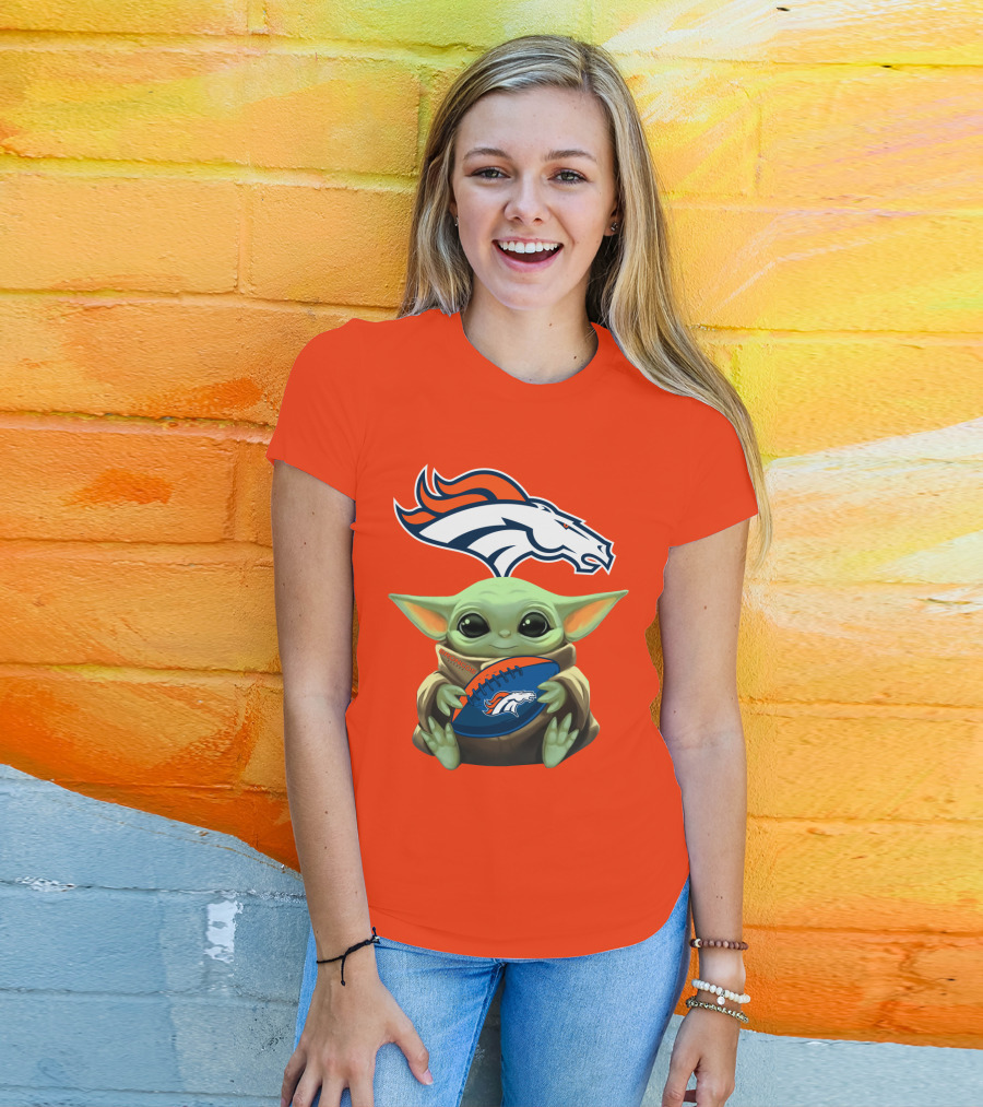 Denver Broncos Baby Yoda Football Fan T-Shirt