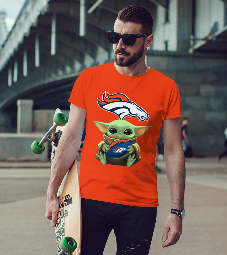 Denver Broncos Baby Yoda Football Fan T-Shirt