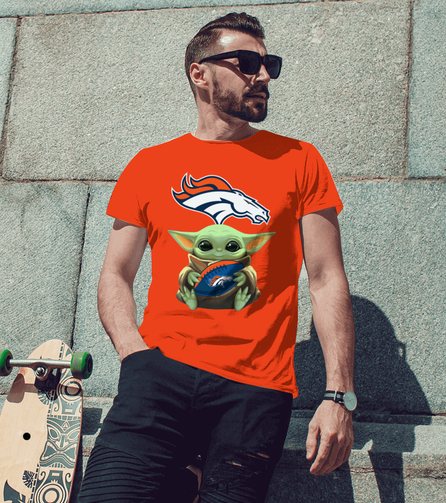 Denver Broncos Baby Yoda Football Fan T-Shirt