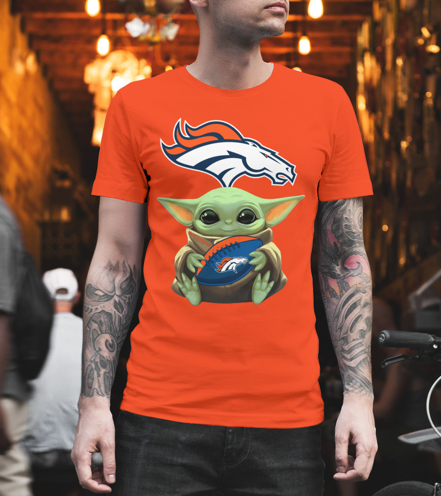 Denver Broncos Baby Yoda Football Fan T-Shirt