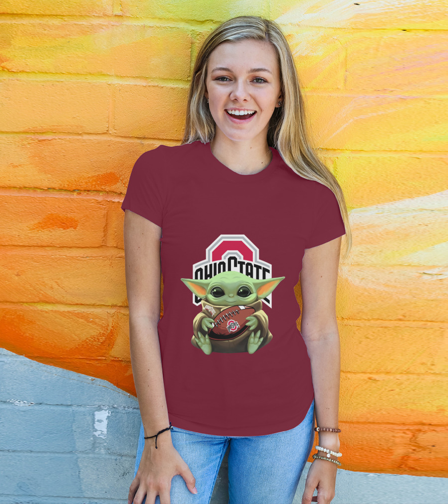 Ohio State Baby Yoda Football T-Shirt