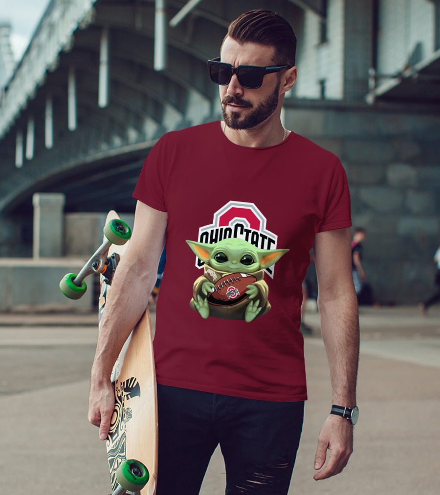Ohio State Baby Yoda Football T-Shirt