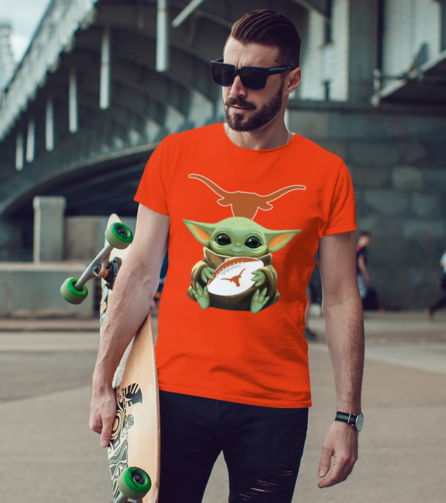Baby Yoda Texas Longhorns Football T-Shirt