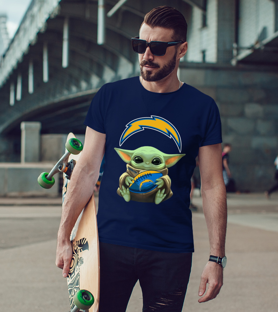 Los Angeles Chargers Baby Yoda Football T-Shirt