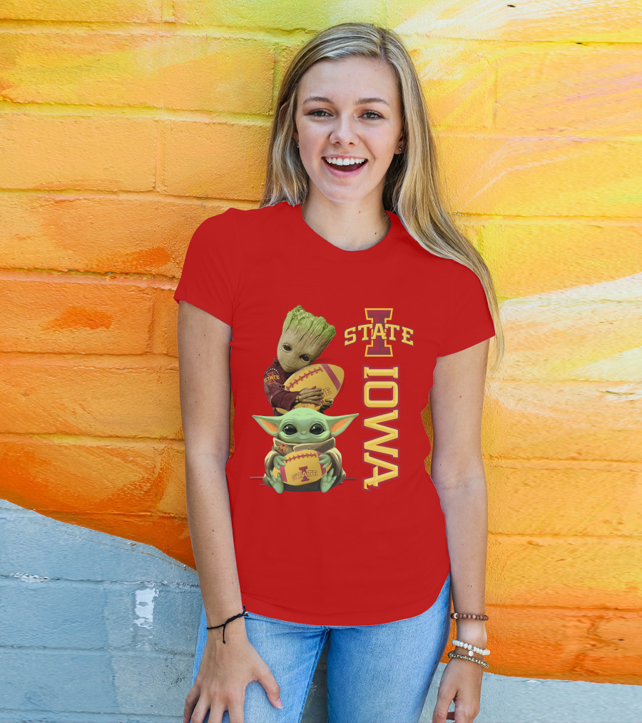 Iowa State Groot And Baby Yoda Football T-Shirt
