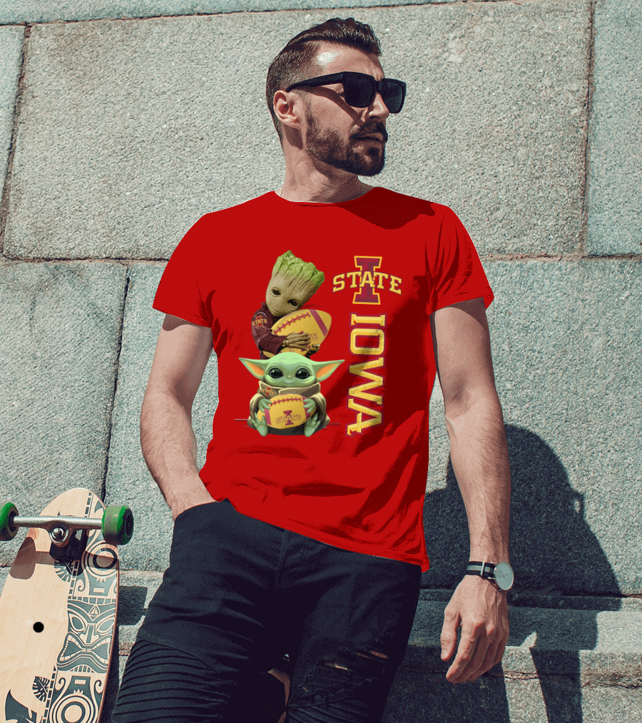 Iowa State Groot And Baby Yoda Football T-Shirt