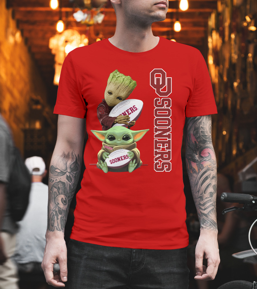 Ou Sooners Groot Baby Yoda Football T-Shirt