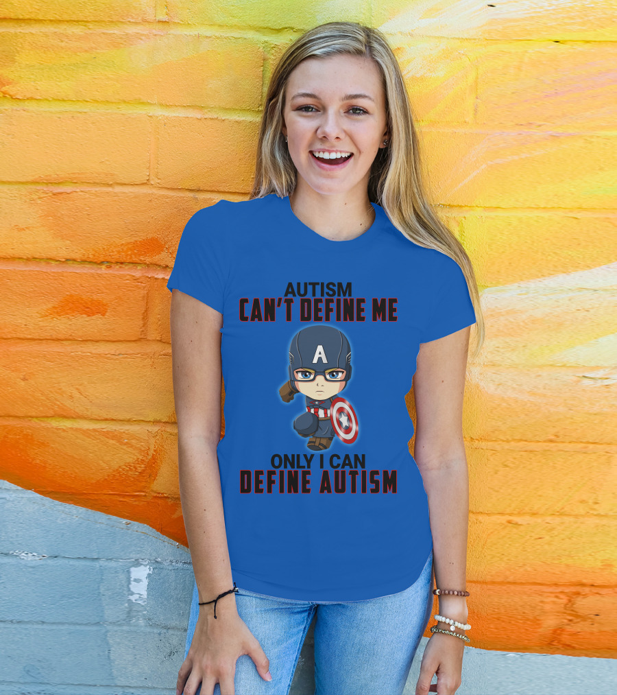 Autism Can't Define Me Only I Can Define Autism Captain Shield Character T-Shirt