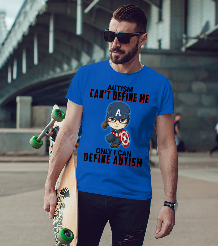 Autism Can't Define Me Only I Can Define Autism Captain Shield Character T-Shirt