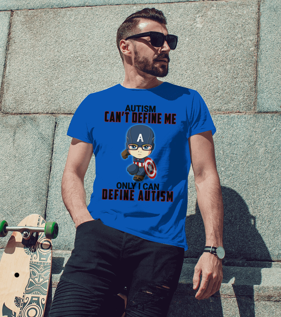 Autism Can't Define Me Only I Can Define Autism Captain Shield Character T-Shirt