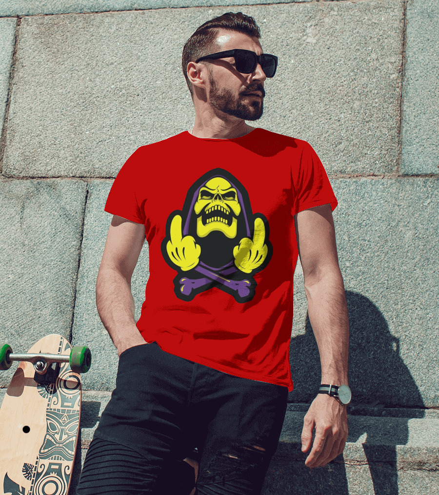 Skeletor Masters Of The Universe Skull Crossbones Gesture T-Shirt