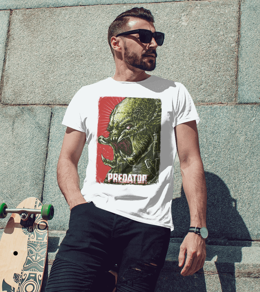 Predator Alien Creature Stylized Artwork Vintage Film T-Shirt