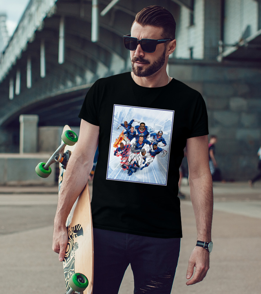 Bills Super Hero Comic Style Team Assembly T-Shirt