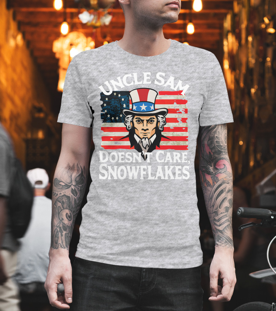 Uncle Sam Doesn't Care Snowflakes American Flag T-Shirt