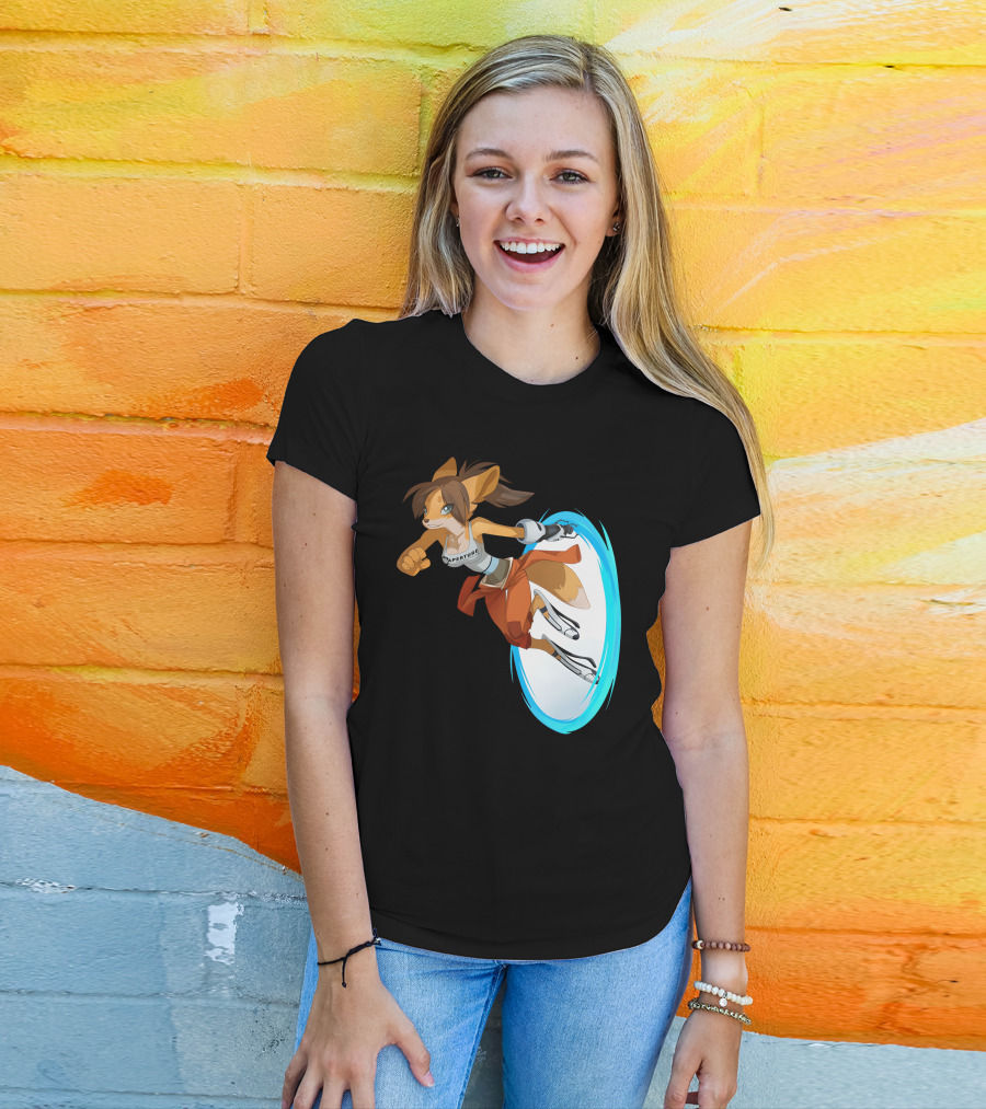 Sajira Aperture Laboratories Fox Chell Stormi Folf Portal Character T-Shirt