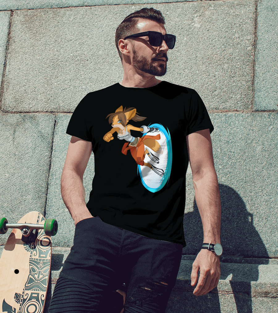 Sajira Aperture Laboratories Fox Chell Stormi Folf Portal Character T-Shirt