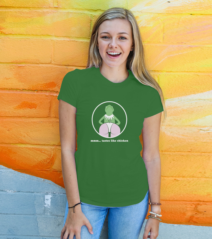 Kermits Frog Mmm Tastes Like Chicken Humorous Green Circle T-Shirt
