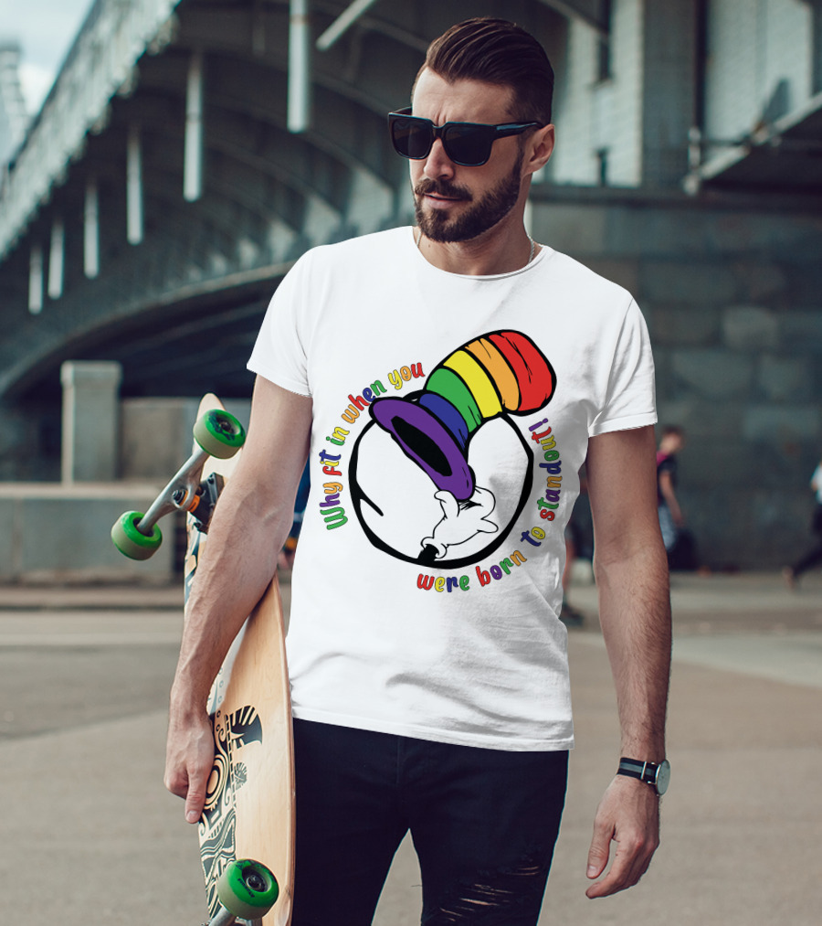 Why Fit In When You Were Born To Standout Autism Rainbow Hat T-Shirt