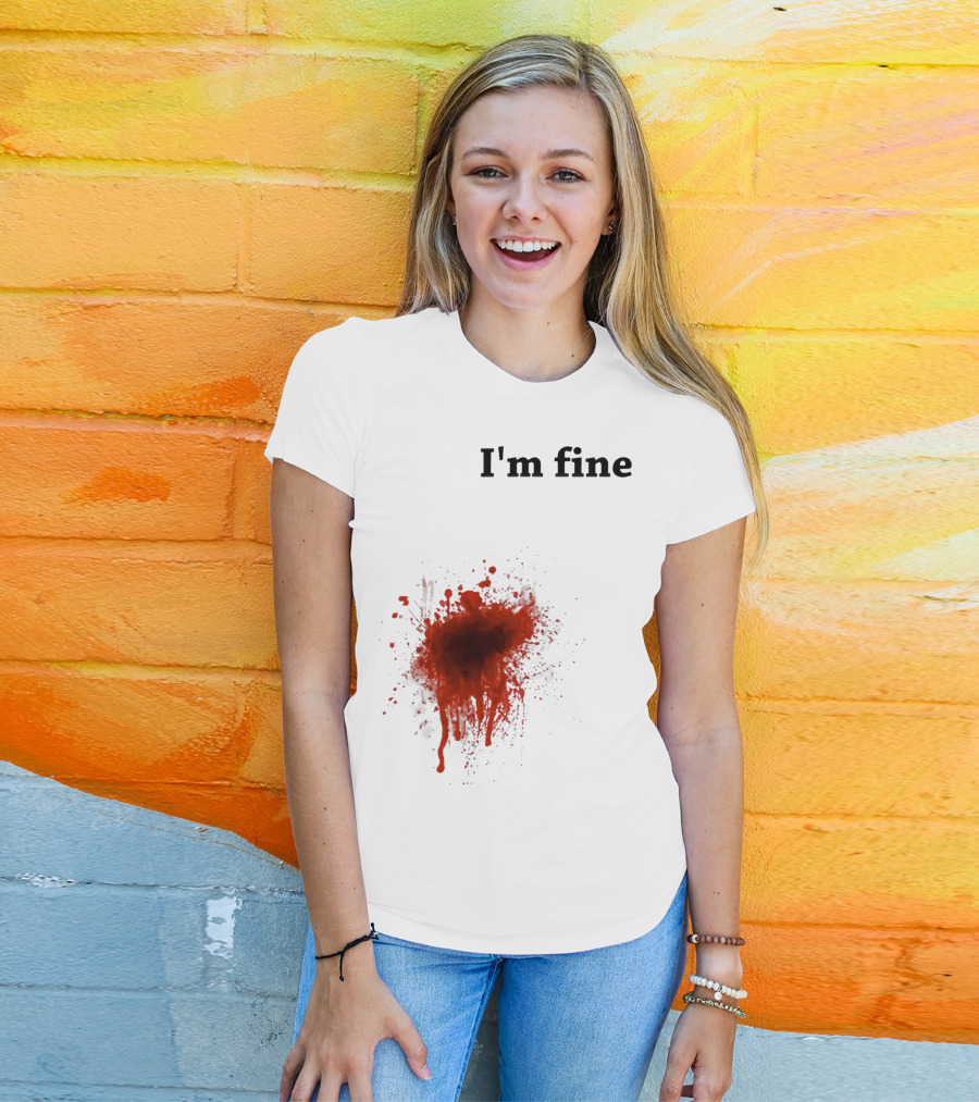 I'm Fine Bloody Zombie Bite Scary Halloween T-Shirt