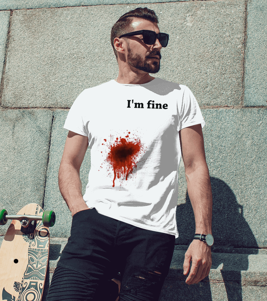 I'm Fine Bloody Zombie Bite Scary Halloween T-Shirt