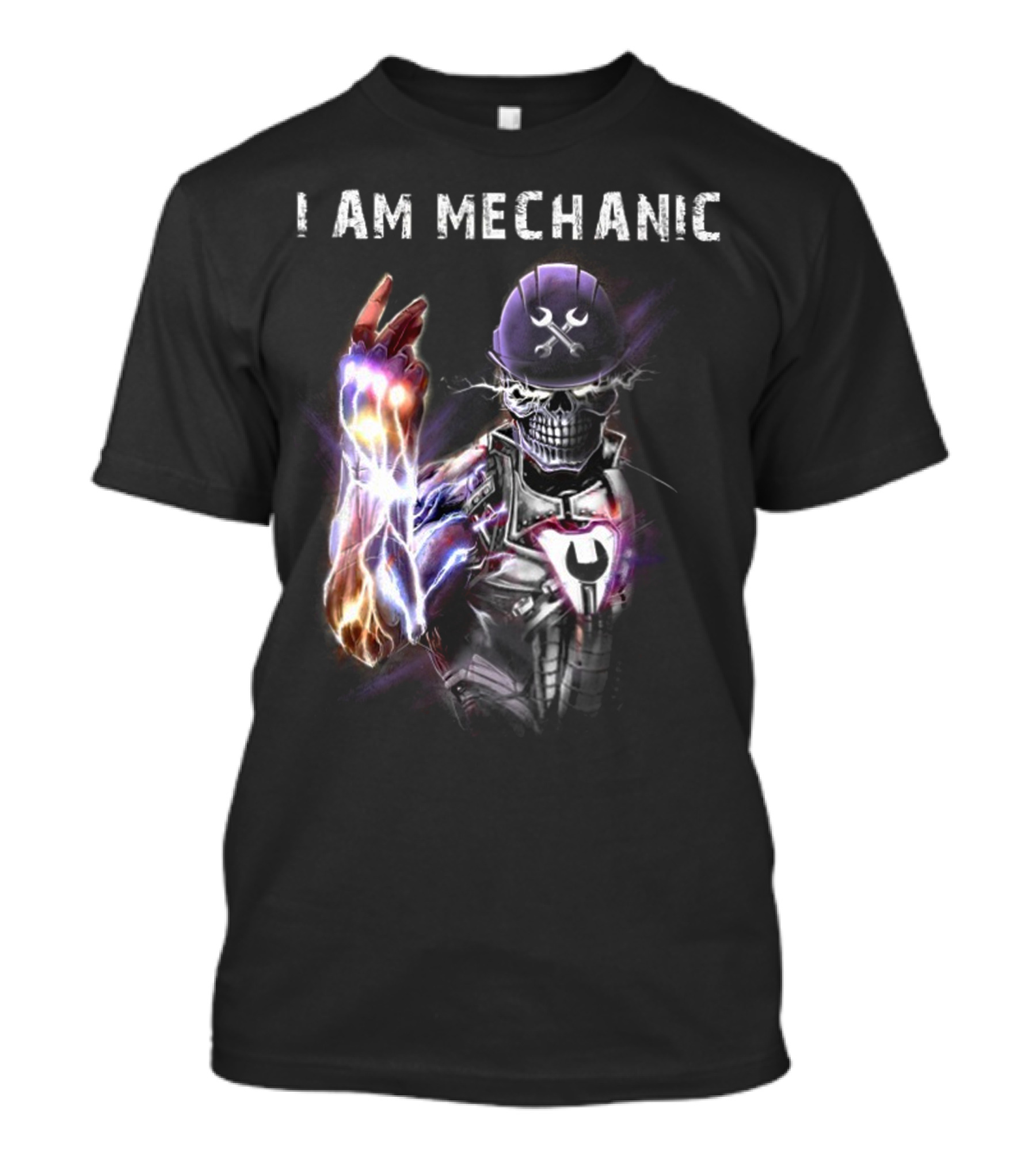 I AM MECHANIC Electric Skeleton With Wrench Helmet T-Shirt