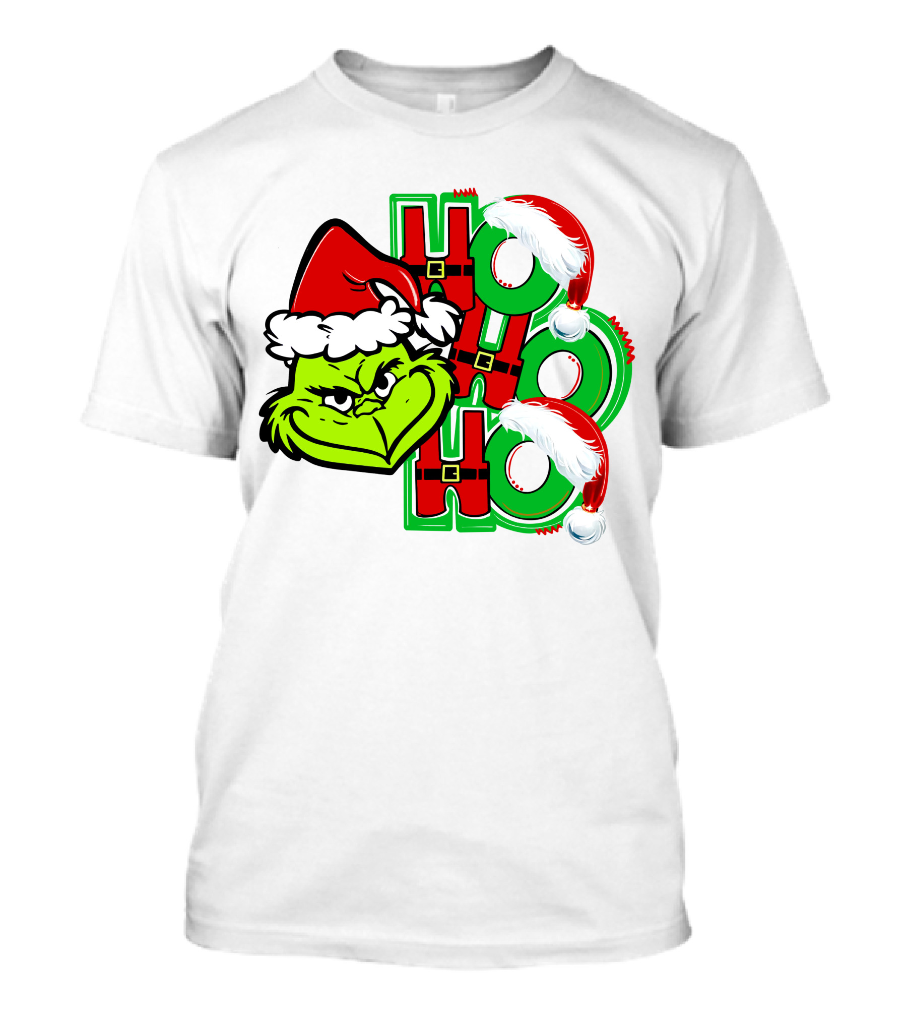 Grinch Ho Ho Ho Santa Hat Christmas T-Shirt