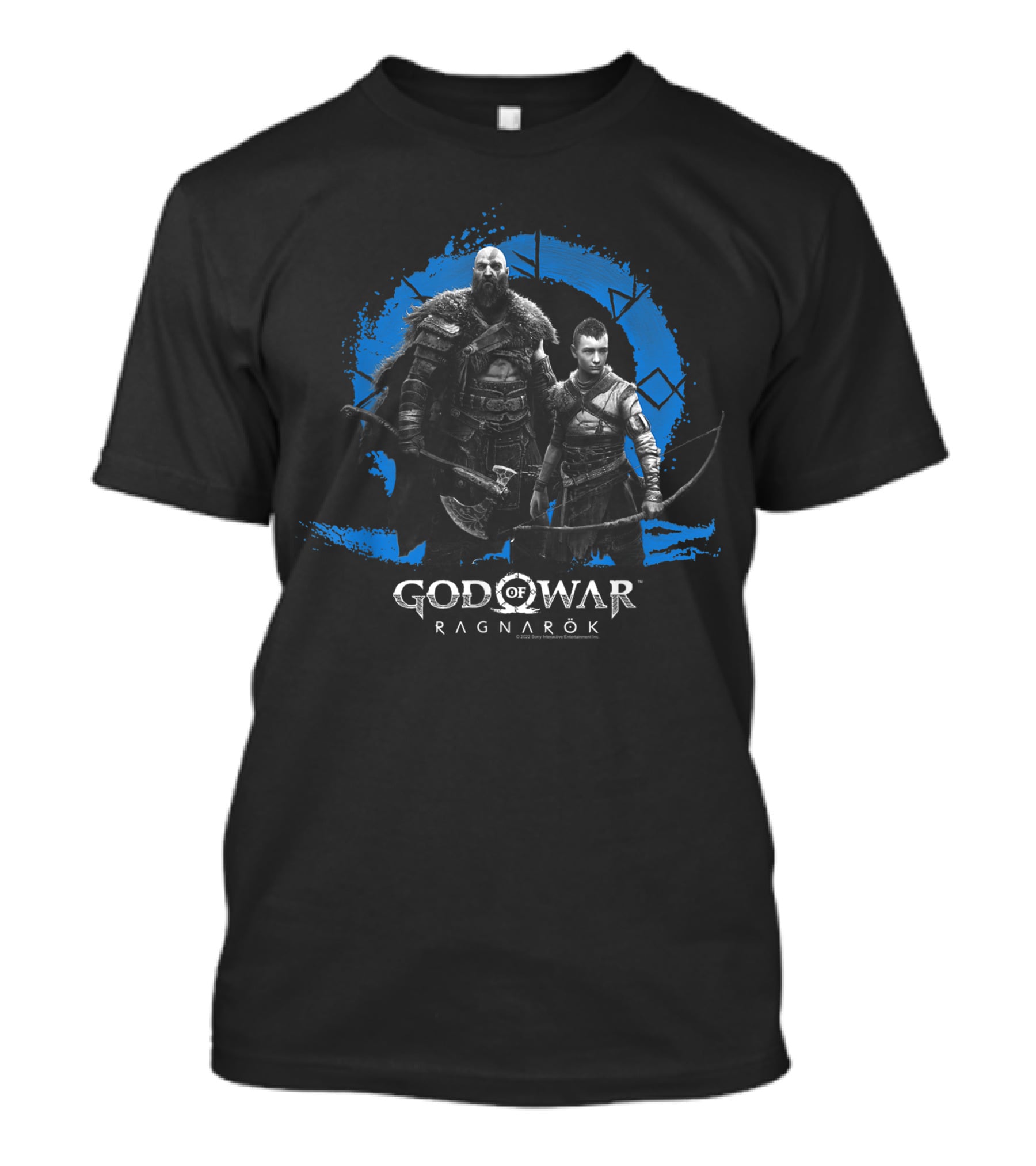 Kratos And Atreus In God Of War Ragnarok Symbolic Blue Circle T-Shirt